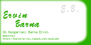 ervin barna business card